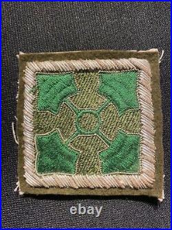 RARE WW2 4th Infantry Ivy Division SSI Embroidered Bullion Felt Theater Made