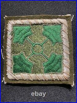 RARE WW2 4th Infantry Ivy Division SSI Embroidered Bullion Felt Theater Made