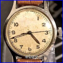 RARE WW2 Glycene Cal. 72 1940s Swiss Men's Military Pilot's Watch Runs WithIssues