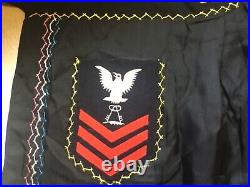RARE WW2 NAVY SWEETHEART REMEMBRANCE ITEM HAT Petty Officer STOREKEEPER PATCHES