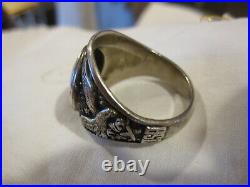 RARE WW2 Seabees Sterling Silver and Enamel Men's Ring 10.5