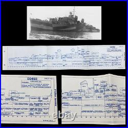 RARE! WWII 1943 USS Allen M. Sumner (DD-692) CONFIDENTIAL Blueprint Lt. Jensen