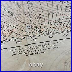 RARE! WWII 1945 Navy LORAN Navigation Map PEARL HARBOR MARSHALL ISLANDS WAKE