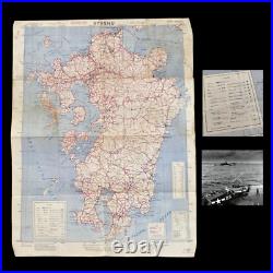 RARE WWII 1945 RESTRICTED Kyushu Raids Japan Special Aerial Strike Map Pacific