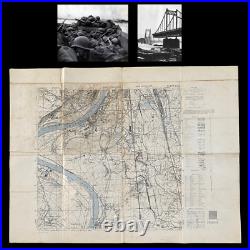 RARE WWII 1945 RHINE RIVER Crossing Adolf Hitler Bridge Rhineland Combat Map