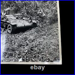 RARE! WWII 4th Marine Division Kwajalein TYPE 1 Combat Photo Japan Type 97 Tank