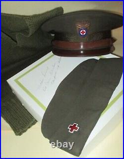 RARE WWII AMERICAN RED CROSS OFFICER'S UNIFORM & 1950's NURSE'S UNIFORM-HATS-PIN