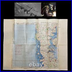 RARE WWII Flensburg U-Boat Mission 100th Bomb Group B-17 Navigator Bomb Raid Map