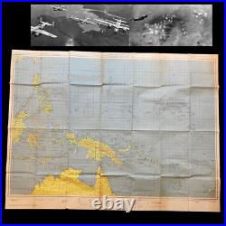 RARE! WWII GUADALCANAL & NEW GUINEA Mission Marked B-24 B-25 B-26 Navigators Map