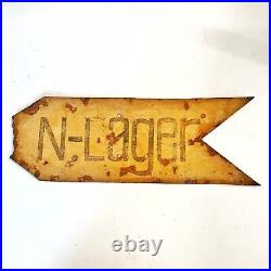 RARE WWII German Metal N-Camp Road Sign Authentic World War 2 Era Old Military