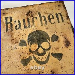 RARE WWII German Metal Smoking Prohibited Sign Authentic World War 2 Era Old