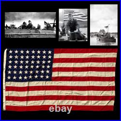 RARE! WWII Landing Craft 48 Star Flag Ensign No. 9 Salty Theater Flown LCI LCT