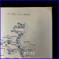 RARE! WWII Pattons U. S. Third Army Hand-Drawn Bastogne Battle of the Bulge Map