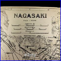 RARE! WWII RESTRICTED Atomic Bombing of Nagasaki 1945 Aerial Target Map Fat Man