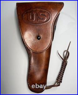 RARE WWII U. S. M1916 TEX TAN LEATHER HOLSTER FITS THE M1911 Minty Original