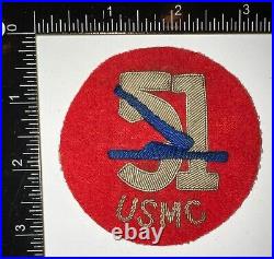 RARE WWII USMC US Marine Corps 51st Defense Bn Australian Made Bullion Patch