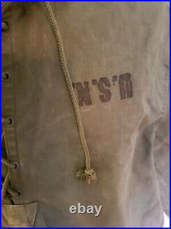 RARE misprint upside down Ww2 USN US Navy Foul Weather Jacket Small Coat 1940