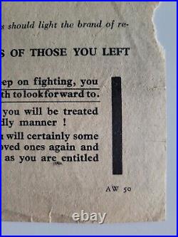 Rare 1944 Ww2 Propaganda Leaflet Death Awaits Him Wwii U. S. War Germany Army