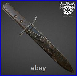 Rare Early 1935 WW2 Italian MSVN Combat Knife / Dagger w Original Sheath