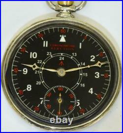 Rare Election WWII Pilot's black dial Art-Deco open face pocket watch c1937