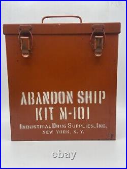 Rare Genuine WWII US Merchant Marines Abandon Ship Kit M-101 Metal Box Military