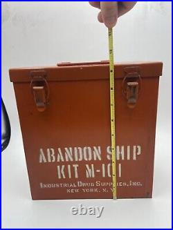 Rare Genuine WWII US Merchant Marines Abandon Ship Kit M-101 Metal Box Military