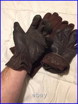 Rare HTF WWII ERA A-2 Brown Leather Gloves Pilot SZ 4 Or M A-II A. F. US Army