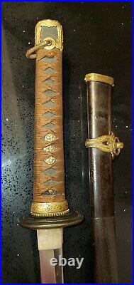 Rare Navy Ww2 Japanese Sword With Ancestral Blade For Pilot Or Small Cockpit Off