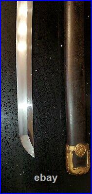 Rare Navy Ww2 Japanese Sword With Ancestral Blade For Pilot Or Small Cockpit Off