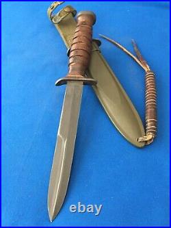 Rare Original 7 gr. WWII US M3 Case BD MK M8 BMCO scabbard Trench Fighting Knife