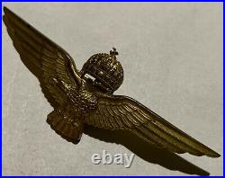 Rare Original Hungarian Pilot Wings Badge Gold Officers Berann Budapest Ww2