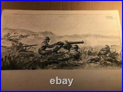 Rare Original Large Signed Illustration Art Drawing WWII 1940 Ogdensburg NY