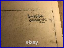 Rare Original Large Signed Illustration Art Drawing WWII 1940 Ogdensburg NY