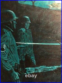 Rare Original Published Pulp Illustration Art Painting WWII Operation Cardinal