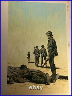 Rare Original Signed Pulp Paperback Cover Illustration Art Painting WWII Theme