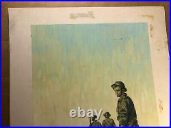 Rare Original Signed Pulp Paperback Cover Illustration Art Painting WWII Theme