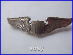 Rare Original Usaaf Ww2 Luxenberg Army Air Pilot Wings Sterling Silver Pin Back