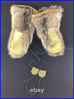 Rare Original Vintage Wwii Air Corp Arctic Wolf Fur Mittens Extreme Cold