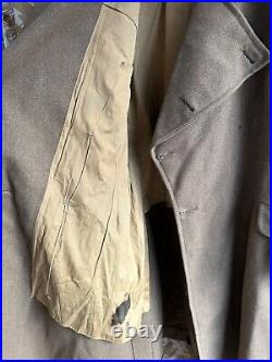 Rare Original WW2 British Army Officers Greatcoat Yellow Piping 38 Chest