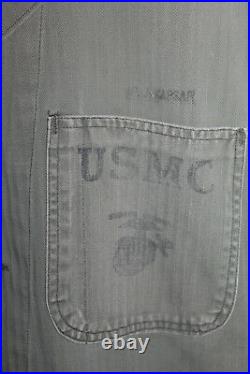 Rare Original WW2 U. S. Marine Corps M1941 HBT Tunic/Shirt withStenciled Name & Rank