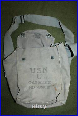 Rare Original WW2 U. S. Navy Optical Gas Mask, 1943 d. WithFilter & Canvas Carrier