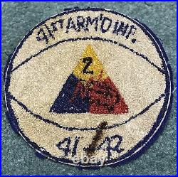 Rare Original WWII 1941-42 41st Armored Infantry 2nd Armored Basketball Patch