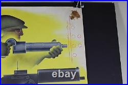 Rare Original WWII Give Em Both Barrels Production Poster Jean Carlu 15x20 WW2