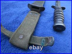 Rare Original Ww2 Early M3 Knife Dagger And Sheath Kinfolks Blade Marked