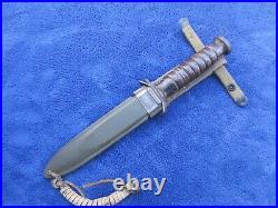 Rare Original Ww2 Early M3 Knife Dagger And Sheath Utica Blade Marked