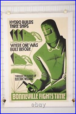 Rare Original Wwii Bonneville Power Dam Oregon War Propaganda Advertising Poster