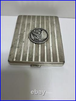 Rare Original Wwii Italian Cigarette Case With Benito Mussolini