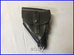 Rare SS German WWII Akah Walther PPK Black Leading Edge Leather Holster DRGM