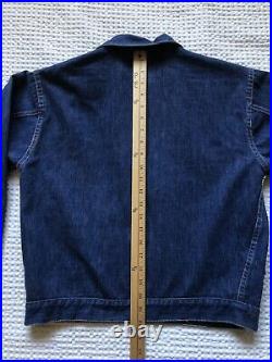 Rare VTG 30s 40s Indigo Denim Jeans Jacket 2-Pocket Pleated Blouse S/M WWII Blue