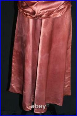 Rare Vintage 1940's Wwii Era Fancy Bronze Rayon Satin Dress Size 6
